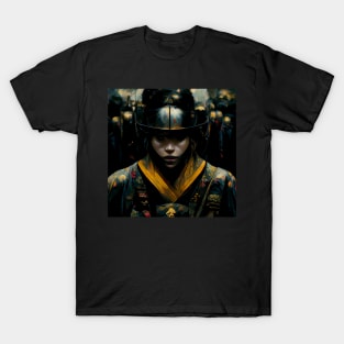 Dark Female Samurai | Black and Gold T-Shirt